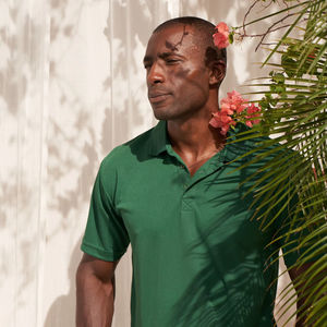 T-shirt unisexe Ultifresh décontracté et confortable en polyester et coton, tricoté, lavé, séchage ultra-rapide, manches courtes, uni, boutons sur le devant, 160g - Product Image 2