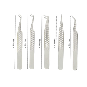 Pinzas Profesionales Premium de Acero Inoxidable Antimagnéticas para Extensiones de Pestañas Kaamir Instruments, 10 mm de Longitud, Agarre Suave - Product Image 2