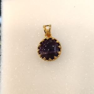 Colgante de latón chapado en oro hecho a mano para mujer, piedra curativa de cristal de amatista Natural, joyería púrpura de moda para fiesta de boda - Product Image 5