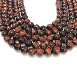 Natural Crystal Necklace with Smooth Tiger Eye <b>Beads</b> Polished <b>Red</b> Stone Jewelry Loose Strand Wholesaler Gemstone for Healing - Product Image 5