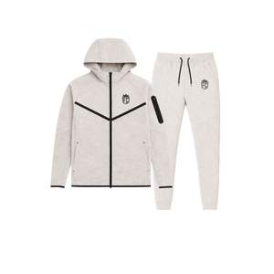 Conjunto Deportivo para Hombre, Chaqueta con Capucha y Cremallera Completa, Pantalones Deportivos, Estilo Windrunner, Tela Fleece Técnica, Color Gris Hielo, para Entrenamiento Atlético - Product Image 1
