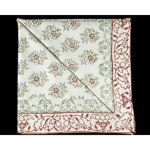 Cubierta de mesa de algodón hecha a mano india y servilletas Juego de 6 piezas Bloque de mano reutilizable Diseño de flores impresas para uso doméstico - Product Image 2