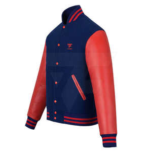 Veste universitaire de baseball d'hiver personnalisée pour hommes, tissu de laine épais avec motif, bouton de support, manches en cuir à capuche - Product Image 4
