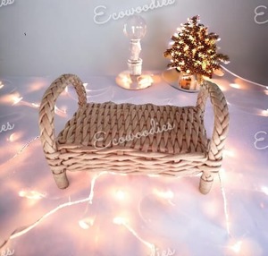 Atrezos de Mimbre para Fotografía de Recién Nacido, Accesorios de Sesión de Fotos de Bebé, Accesorios de Fotografía Clásicos Marrones para Casa de Bebé, Cama Infantil - Product Image 1