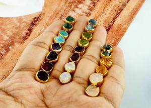 Trendy Minimalist Gold-Plated Raw Stud Earring Dainty Birthstone Collate <b>Set</b> as Per Pair Gift <b>for</b> <b>Girls</b> - Product Image 2