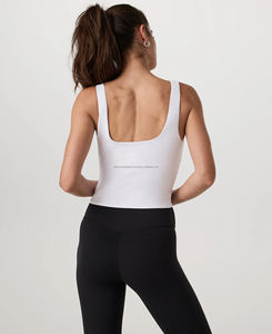 Women's High Support Seamless <b>Tank</b>-<b>Top</b> Breathable Spandex Nylon Yoga <b>Tops</b> with Embroidery Front Logo Position Set Style - Product Image 2