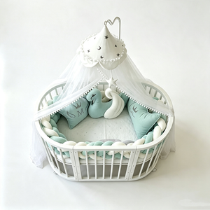 customized Round <b>baby</b> play <b>nest</b> with canopy Infant teepee play <b>bed</b> braided bumper <b>Baby</b> activity play mat tent Soft newborn l - Product Image 2