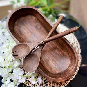 ชามไม้ยาวแกะสลักด้วยมือสีวอลนัทของขวัญที่ไม่ซ้ำกันสำหรับพ่อแม่ของขวัญชุดรวมครอบครัว - Product Image 4