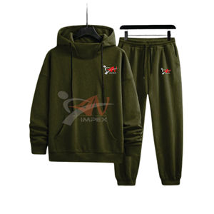 Ensemble de sweat à capuche surdimensionné décontracté pour hommes avec logo personnalisé de haute qualité tenue de sweat-shirt de couleur unie avec survêtement 100% coton imperméable - Product Image 1