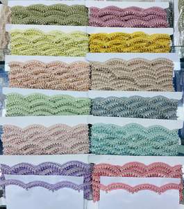 Encajes de trabajo de hilo bordado hechos a medida, opciones multicolor con pequeñas perlas bordadas en ancho de pulgadas - Product Image 3