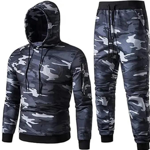 Nouveaux hommes mode ensemble Sportswear Camo survêtements ensembles gymnases sweat à capuche + pantalon de survêtement costume mâle 2 pièces ensembles - Product Image 1
