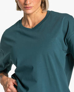 Top Selling OEM Custom Design Labels Teal Crew <b>Neckline</b> Loose Fit Women Lift <b>T</b>-<b>Shirt</b> Breathable Cotton Blended <b>T</b> <b>shirt</b> For Women - Product Image 5