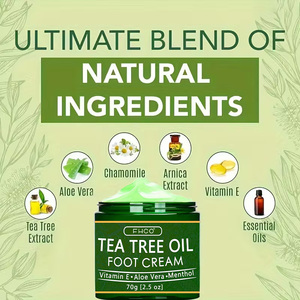 Crème pour les pieds à l'huile <span class=keywords><strong>d</strong></span>'arbre à thé naturelle avec vitamine E, aloe vera, menthol, exfoliante, élimination des peaux mortes, hydratante pour les pieds - Product Image 5