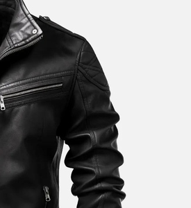 Stylish <b>Black</b> Winter Men's Leather Jacket <b>in</b> <b>All</b> Sizes with Custom Logo and Zipper Private Label - Product Image 3