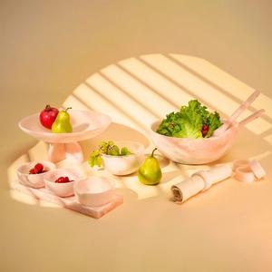 Rectangle Bleu Résine Blanc Ombragé Bol De Service Poli Naturel Noir Ombré Marbre Look Meilleurs Cadeaux D'affaires De Fruits Durables - Product Image 4