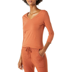 T-shirt à manches longues et col rond pour femme, coupe classique, streetwear, toile écologique, respirant - Product Image 1