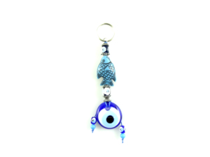 Llavero con Mosquetón DAFNI BIG PAZAR con Cuentas de Ojo Turco - Diseño Metálico 3D de Moda con Puntas Esmaltadas Únicas e Impresión en Relieve - Product Image 2