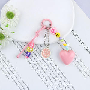 Mini mignon perlé porte-clés gland frais créatif sourire visage pendentif pour dames amour sac pendentif breloques étui Mobile porte-clés - Product Image 6