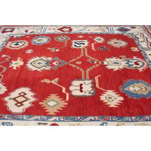 พรมตุรกี ขนาด 8.2x10.7 ฟุต พรมวินเทจ พรมขนสัตว์ขอบสีแดง - Product Image 4