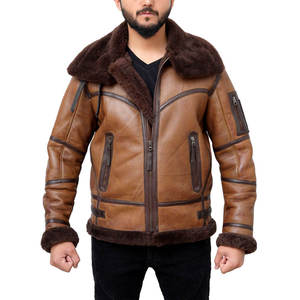 2026 Heavyweight Turn Down Collar Comfortable <b>Men's</b> <b>Shearling</b> Leather <b>Jackets</b> with OEM Custom Design Made From Wool And Fabric - Product Image 5