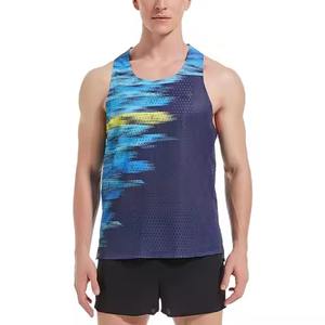 Camiseta sin mangas de secado rápido personalizada con sublimación de tinte para hombre, camisetas sin mangas estampadas para correr en verano, deportes, Top corto superventas personalizado - Product Image 1