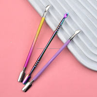 Pousse-cuticules double tête en acier inoxydable avec logo personnalisé, éliminateur de peaux mortes, pour manucure et pédicure, réutilisable, en métal