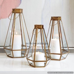 Home And Hotel Decorative Table Centerpiece Gold Plated Metal And Glass Made <b>Lanterns</b> <b>Candle</b> <b>Holder</b> Accessories In Lowest Price - Product Image 1