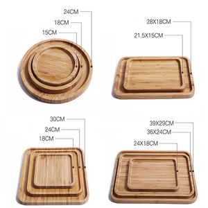 Bandeja de Desayuno Rectangular de Bambú Natural Japonés, Bandeja de Bambú Sólida Ovalada, Redonda y Cuadrada para <span class=keywords><strong>Restaurante</strong></span> - Product Image 5