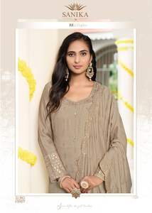 Vêtements Ethniques Vichitra Soie Avec Miroir Travail Broderie Salwar Costume Femme Mode Fabricant Et Fournisseur De Surat - Product Image 4