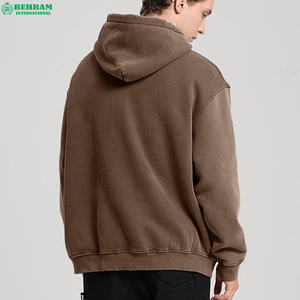 2026 Custom Logo Fleece Embroidery Breathable Acid Washed Plain Cotton Men's Winter Lined Eco-Friendly Pullover <b>Hoodie</b> Soft <b>Long</b> - Product Image 3