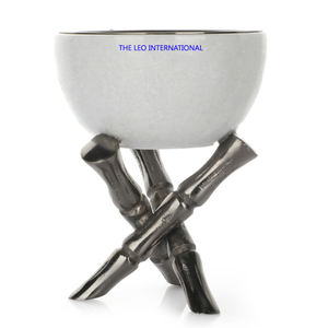 Base chapada en oro Diseño de forma de hoja Cuenco decorativo redondo Acero inoxidable Latón Metal Cuenco de alta calidad - Product Image 6