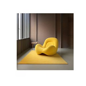 Tapis en laine abstrait moderne jaune forme rectangulaire douce tuftée à la main riche pour le bureau à domicile et les tailles de chambre d'enfants 4*6 5 * High Pile - Product Image 3