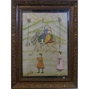 Una obra única de alta calidad de arte tradicional indio pintado sobre seda 16 X 21 Abcp-12 - Product Image 1