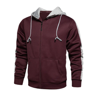 Conjunto Deportivo Casual para Hombre, Color Granate, con Sudadera con Cremallera Completa y Pantalones Jogger |   Ropa Deportiva Transpirable 100% Algodón con Franja Lateral Blanca