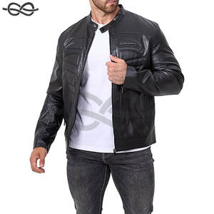 Men's Motorcycle PU Leather <b>Jackets</b> Stand Collar Biker Windbreaker Zip up Slim Fit Outerwear Stylish Durable Protection - Product Image 1