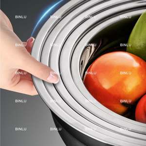 Affordable Food Grade Multi Size Thick Stainless Steel #304 <b>Large</b> <b>Mixing</b> <b>Bowl</b> 26cm Deep Salad <b>Bowl</b> Food Storage Basin | BINLU - Product Image 6