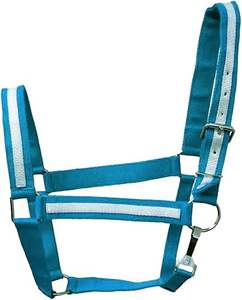 Premium White Stripe Accent Horse Halter Nylon Ajustable Fuerte Cómodo Headcollar Equipo de equitación Venta al por mayor Tack Factory - Product Image 2