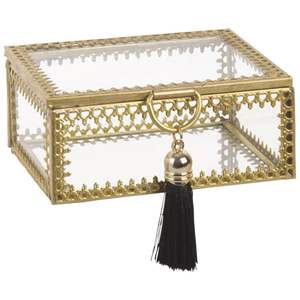 Boîte à bijoux en métal et en verre de style luxueux Organisateur de bijoux décoratif pour les intérieurs de maison haut de gamme - Product Image 5