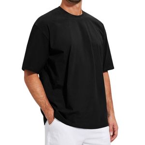 Camisetas de manga corta para hombre, color negro, con hombros caídos, de calidad premium, lisas, 100% de algodón, con diseño de logotipo personalizado - Product Image 1