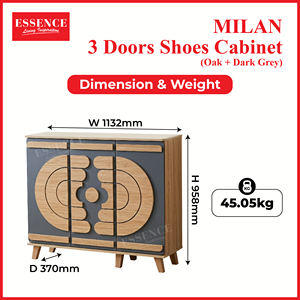 ตู้เก็บรองเท้าแบบพับได้ 3 ประตู 4 ชั้น สไตล์โมเดิร์นหรูหรา สีโอ๊คเทาเข้ม เฟอร์นิเจอร์ห้องนั่งเล่น ประกอบเอง ผลิตในมาเลเซีย - Product Image 6