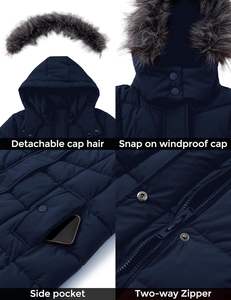 Abrigo acolchado de invierno con estampado crudo de lona transpirable para mujer 100% poliéster disponible en talla grande - Product Image 5