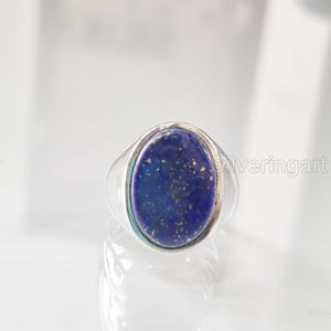 Vente en gros de bagues pour hommes, pierres précieuses afghanes naturelles, lapis lazuli, pierre de naissance, bijoux arabes de toutes tailles, bague en argent sterling 925 - Product Image 4