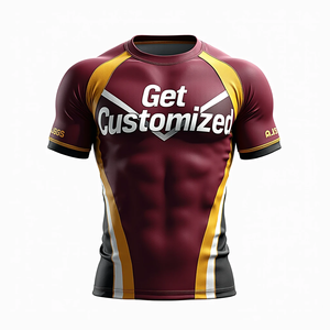 MMA Rash Guard personnalisé Performance Fit avec des styles de manches personnalisés et une illustration lisse sublimée kimono de jiu jitsu - Product Image 3