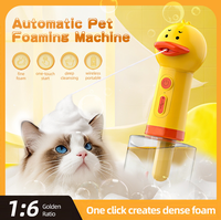 Mousseur Électrique Rechargeable pour Animaux de Compagnie, Moussoir de Bain Automatique, Design Canard Citron de Dessin Animé, Poignée Pliable Étanche, 300 ml, Salle de Bain