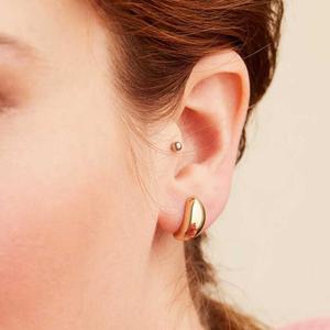 ต่างหูห่วงทรงหยดน้ำประดับเพชรขอบทองคำโรสโกลด์ 14k สำหรับงานปาร์ตี้ - Product Image 3