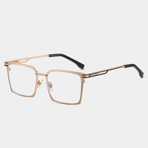 Nueva moda de lujo para hombre, gafas, bloqueador de luz azul, geométrico, negro, plateado, cuadrado, aleación, bisagra de resorte, óptica 2025 - Product Image 1