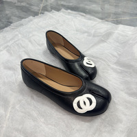Chaussures Mary Jane à bout fendu pour femmes, en cuir souple, style ballerine décontractée, nouvelle collection 2026, stock entrepôt étranger