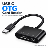 Lecteur de carte mémoire USB C, adaptateur SD TF 3 en 1, connecteur OTG pour appareil photo, transfert de photos et de vidéos, ordinateur portable, ordinateur de bureau