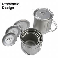 Mug de camping en titane pur de 750 ml, grande capacité, avec couvercle, poignée pliable, échelle de mesure, écologique