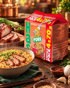 Fideos Instantáneos Fritos HAS, Harina de Trigo, Sabor a Cerdo, Paquete Familiar de 4x70g, Listos para Comer, 18% de Grasa, 3 Minutos de Cocción, Certificación HACCP/IFS/ISO - Product Image 4